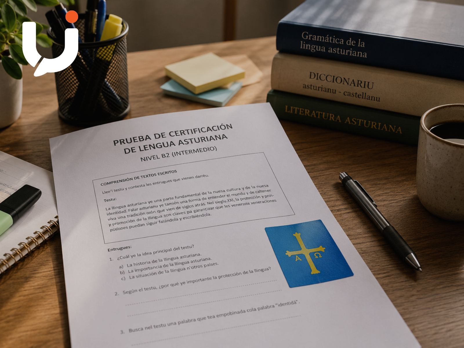 Persona consultando la guía informativa del certificado oficial de asturiano del Principado